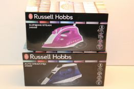 2X BOXED ASSORTED RUSSELL HOBBS STEAM IRONS (IMAGE DEPICTS STOCK)Condition ReportAppraisal Available