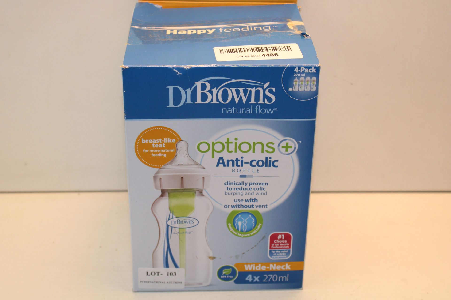 BOXED 4X 270ML DR BROWNS NATURAL FLOW OPTIONS+ ANTI-COLIC BOTTLESCondition ReportAppraisal Available