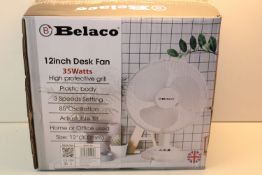 BOXED BELACO 12INCH DESK FAN WHITE RRP £24.92Condition ReportAppraisal Available on Request- All