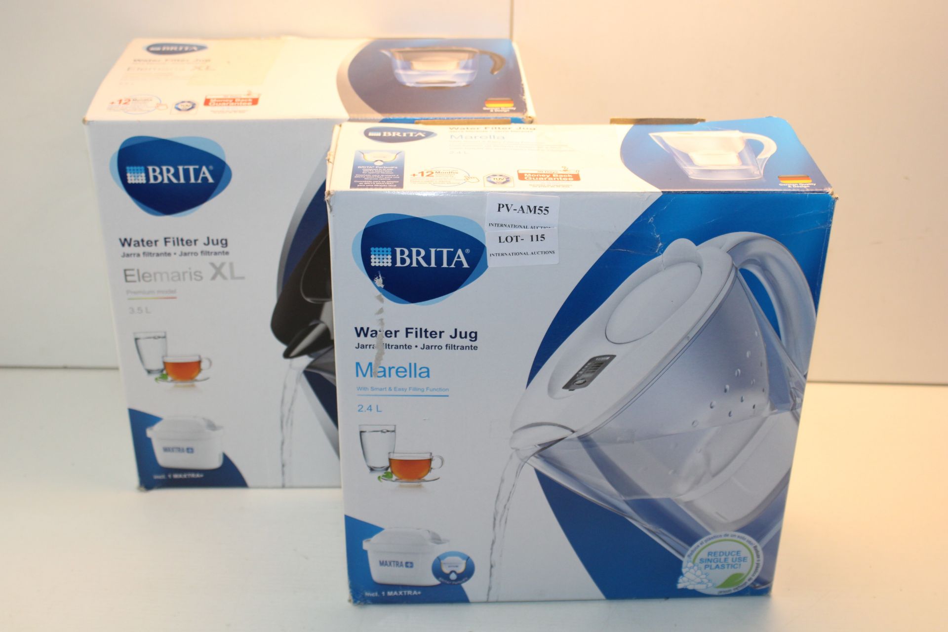 2X BOXED BRITA MARELLA & ELMARIS WATER FILTER JUG Condition ReportAppraisal Available on Request-