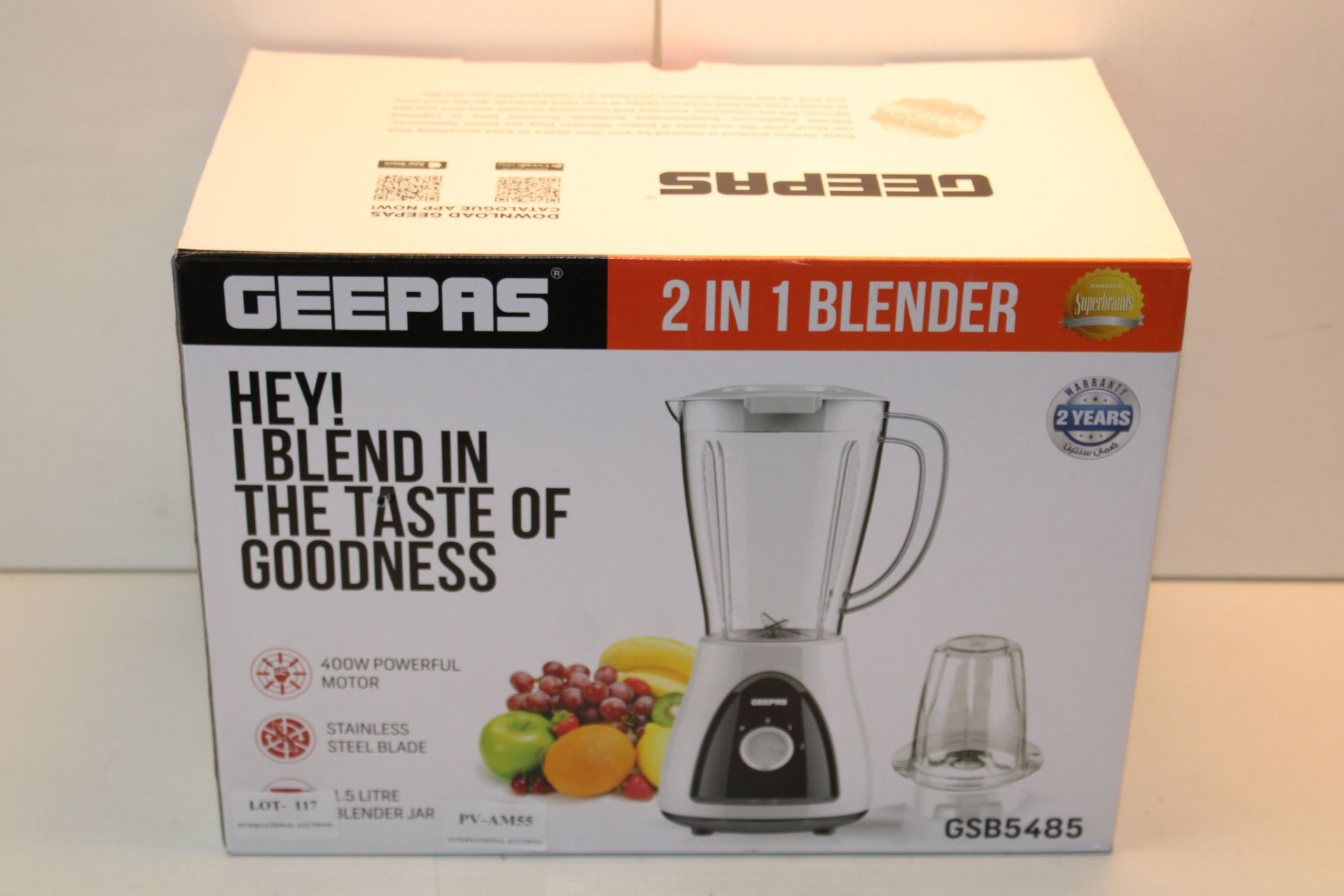 BOXED GEEPAS 2-IN-1 BLENDER RRP £23.46Condition ReportAppraisal Available on Request- All Items