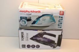2XB BOXED ASSORTED STEAM IRONS BY TOWER & MORPHY RICHARDS (IMAGE DEPICTS STOCK)Condition