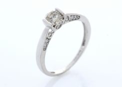 18ct White Gold Single Stone Prong Set With Stone Set Shoulders Diamond Ring 0.60 Carats - Valued by