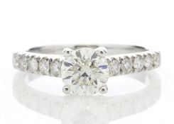 18ct White Gold Single Stone Diamond Ring With Stone Set Shoulders (1.02) 1.32 Carats - Valued by