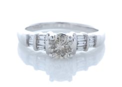 18ct White Gold Single Stone Prong Set With Stone Set Shoulders Diamond Ring 0.84 Carats - Valued by