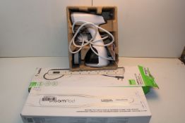 3X ASSORTED ITEMS TO INCLUDE SWAN GARMENT STEAMER, BELKIN SURGE MASTER & L'OREAL STEAMPOD