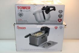 2X BOXED ITEMS TO INCLUDE TOWER 3LITRE PRESSURE COOKER & SWAN DEEP FRYER Condition ReportAppraisal