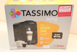 BOXED BOSCH TASSIMO SUNY BLACK EDITION POD COFFEE MACHINE RRP £54.99Condition ReportAppraisal