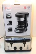 2X ASSORTED ITEMS TO INCLUDE 4 SLICE TOASTER & SWAN 750ML FILTER COFFEE MAKER Condition