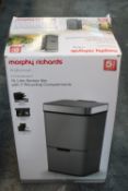 BOXED MORPHY RICHARDS PROFESSIONAL TITANIUM 75LITRE SENSOR BIN WITH 2 RECYCLING COMPARTMENTS RRP £