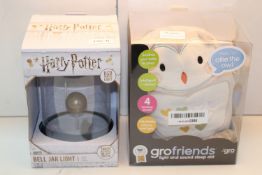 2X BOXED ASSORTED ITEMS TO INCLUDE GROFRIENDS OLLIE THE OWL & HARRY POTTER BELL JAR LIGHT (IMAGE