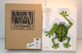 BOXED ALLEN DESIGNS FROG FLY WALL CLOCK Condition ReportAppraisal Available on Request- All Items