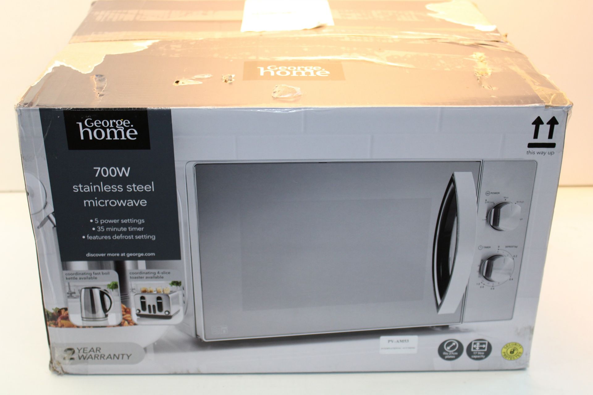 BOXED GEORGE 700W STAINLESS STEEL MICROWAVE RRP £40.00Condition ReportAppraisal Available on