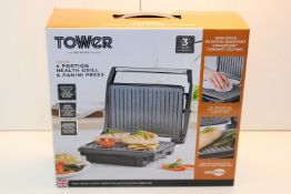 BOXED TOWER 1000W 4 PORTION HEALTH GRILL & PANINI PRESS RRP £29.99Condition ReportAppraisal