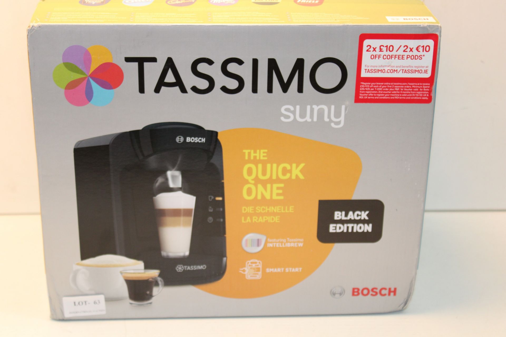 BOXED BOSCH TASSIMO SUNY COFFEE MACHINE RRP £54.99Condition ReportAppraisal Available on Request-