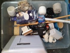 LARGE AMOUNT OF ASSORTED ITEMS TO INCKLUDE CUPS, GROHE SHOWER HEAD,SWEEPING BRUSH & MORECondition