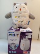 X 2 ITEMS TO INCLUDE PHILIPS AVENT BOTTLE WARMER AND OWL TEDDY COMBINED RRP £59.99Condition