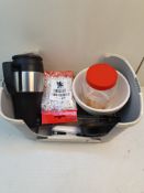 ASSORTED ITEMS TO INCLUDE THERMOS MUG, BOWL, CURTAIN PLASTIC HOOKSCondition ReportAppraisal