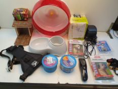 LARGE AMOUNT OF ASSORTED ITEMS TO INCLUDE HAMSTER WHEEL, SQUIRRELL FEEDS, LIGHTBULB & MORE Condition