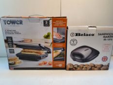 X 2 ITEMS TO INLCUDE BOXED BELACO SANDWICH MAKER & BOXED TOWER HEALTH GRILLCOMBINED RRP £50Condition