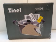 BOXED ZINEL ANODE HAND ADONISED CASSEROLE DISH 26CM RRP £32Condition ReportAppraisal Available on