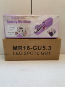 X 2 ITEMS TO INCLUDE MINI ON TE GO SEWING MACHINE &LED SPOTLIGHTSCondition ReportAppraisal Available