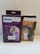 X 2 BOXED ITEMS TO INCLUDE PHILIPS FABRIC SHAVER & GARLIC PRESS Condition ReportAppraisal