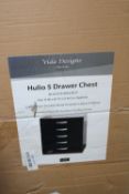 BOXED VIDA DESIGNS HULIO 5 DRAWER CHEST COLOUR & WALNUT RRP £50.00Condition ReportAppraisal
