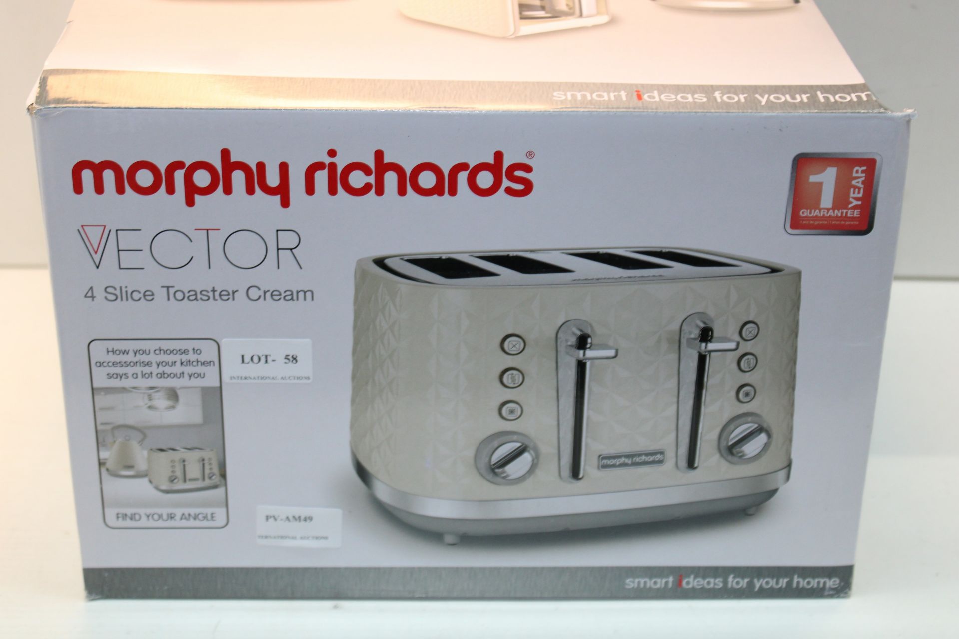 BOXED MORPHY RICHARDS VECTOR 4 SLICE TOASTER CREAM RRP £54.99Condition ReportAppraisal Available