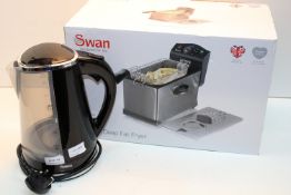 2X BOXED/UNBOXED ITEMS TO INCLUDE SWAN 3LITRE DEEP FAT FRYER & TOWER CORDLESS JUG KETTLE Condition