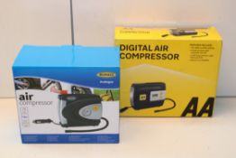 2X BOXED ASSORTED ITEMS TO INCLUDE RING AIR COMPRESSOR & AA DIGITAL AIR COMPRESSOR Condition
