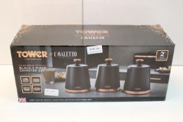 BOXED TOWER CAVALETTO ROSE GOLD EDITION 3 PIECE CANISTER SET Condition ReportAppraisal Available
