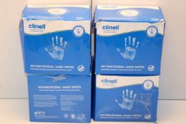 4X BOXES CLINELL ANTIMICROBIAL HAND WIPES Condition ReportAppraisal Available on Request- All