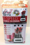 BOXED NETTA 8 SPEED TABLE BLENDER WITH GLASS JUG 500W RRP £34.99Condition ReportAppraisal