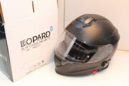 BOXED LEOPARD MOTORCYCLE BLUETOOTH HELMET SIZE SMALL Condition ReportAppraisal Available on Request-