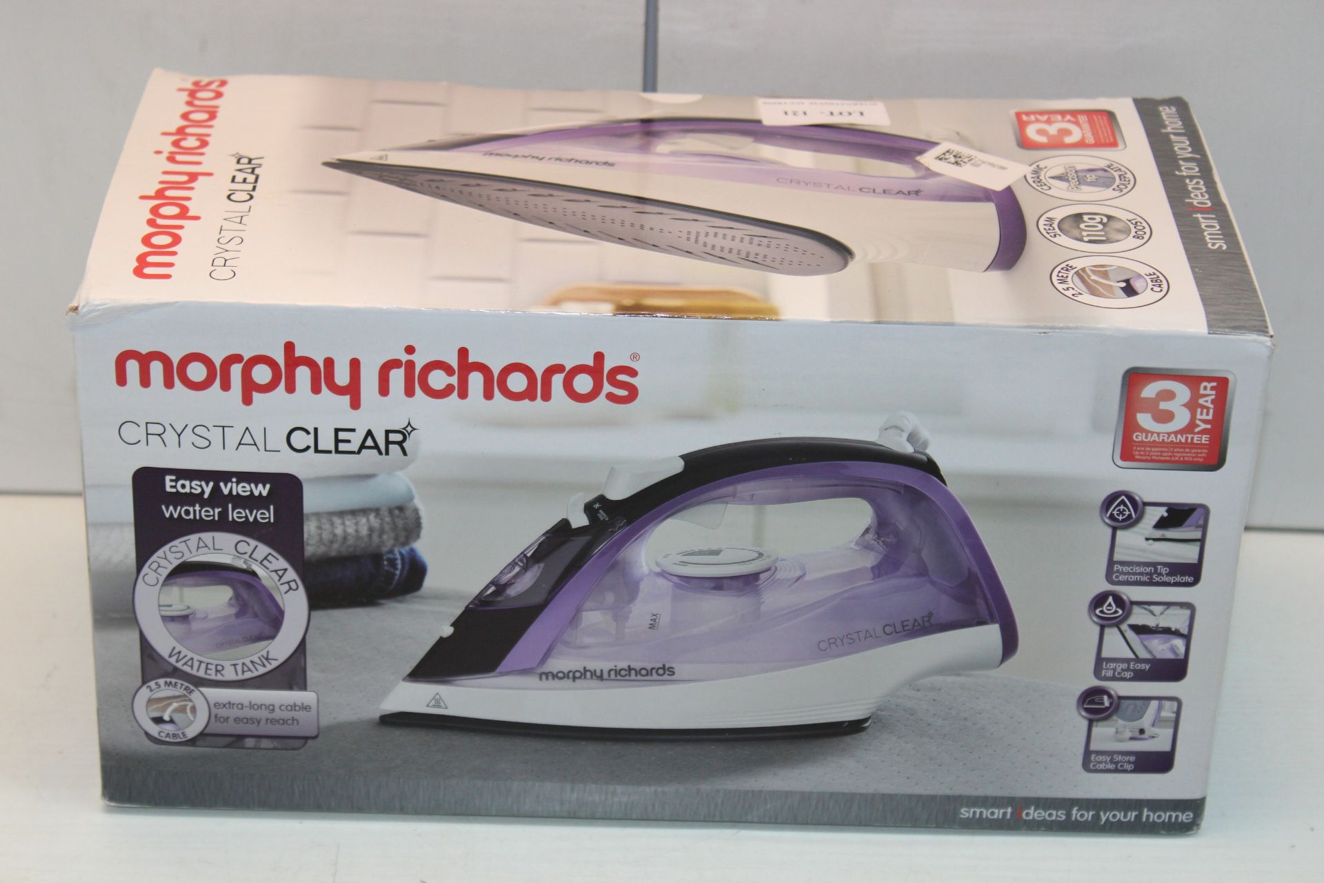 BOXED MORPHY RICHARDS CRYSTAL CLEAR STEAM IRON RRP £24.99Condition ReportAppraisal Available on