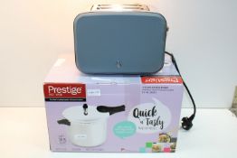 2X BOXED/UNBOXED ITEMS TO INCLUDE PRESTIGE 7.5LITRE SLEEK & SIMPLE STAINLESS STEEL PRESSURE COOKER &