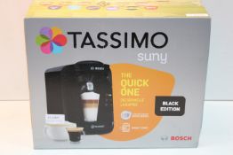 BOXED BOSCH TASSIMO SUNY BLACK EDITION POD COFFEE MACHINE RRP £54.99Condition ReportAppraisal