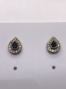 9ct Yellow Gold Diamond and Sapphire Earrings