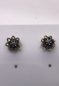 9ct Yellow Gold Diamond and Sapphire Earrings