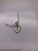 9ct yellow gold heart shaped diamond pendant