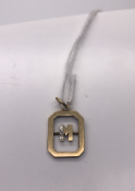 9ct Yellow Gold Diamond set M Pendant