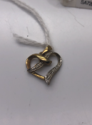 9 carat Yellow and White Gold Diamond Heart Pendant