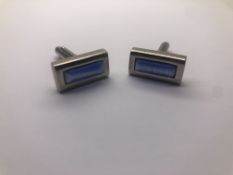 Pair of gents blue stone set in steel No Reserve