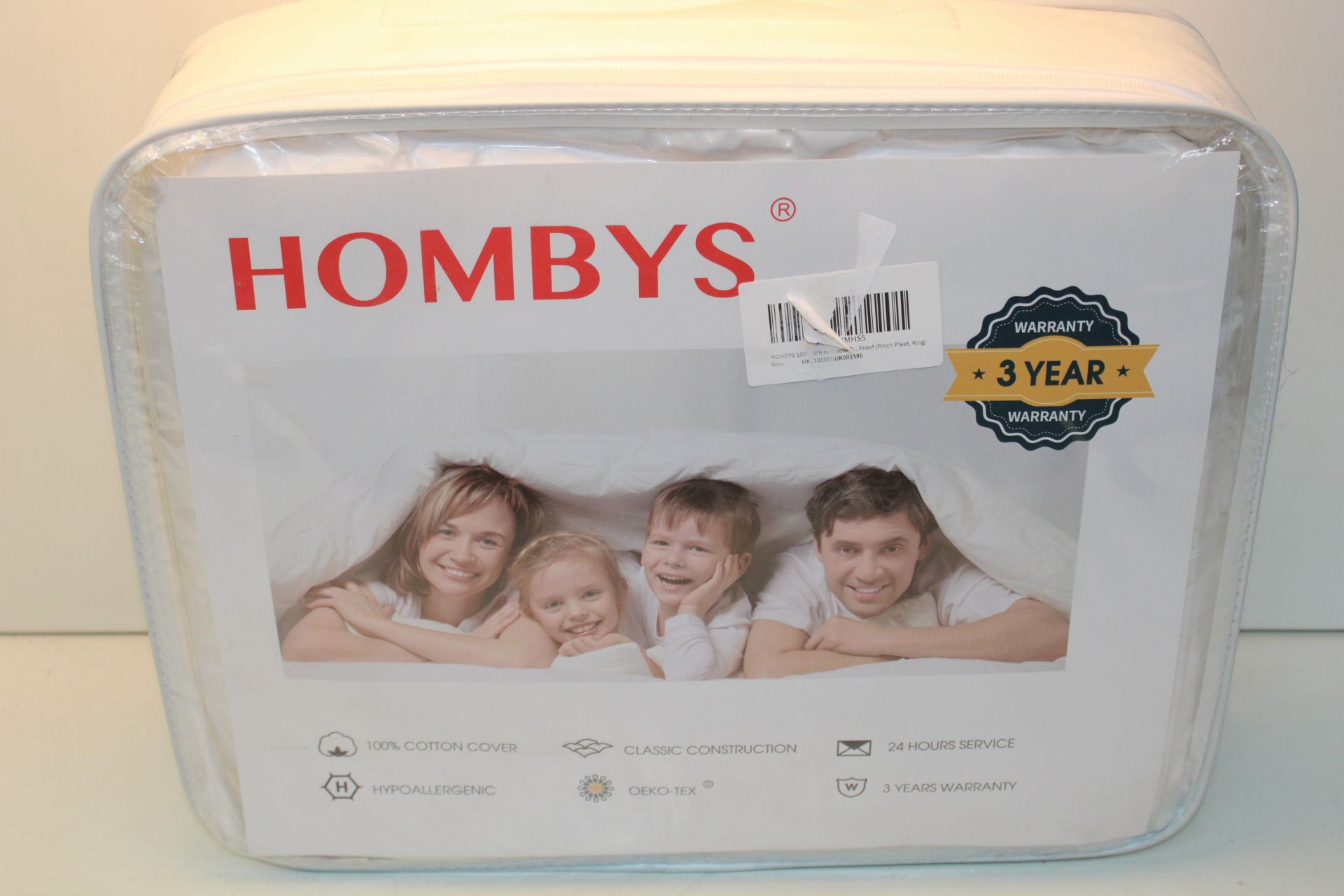 BAGGED HOMBY'S WHITE GOOSEDOWN PINCH PLEAT KINGSIZE DUVET RRP £229.00Condition ReportAppraisal