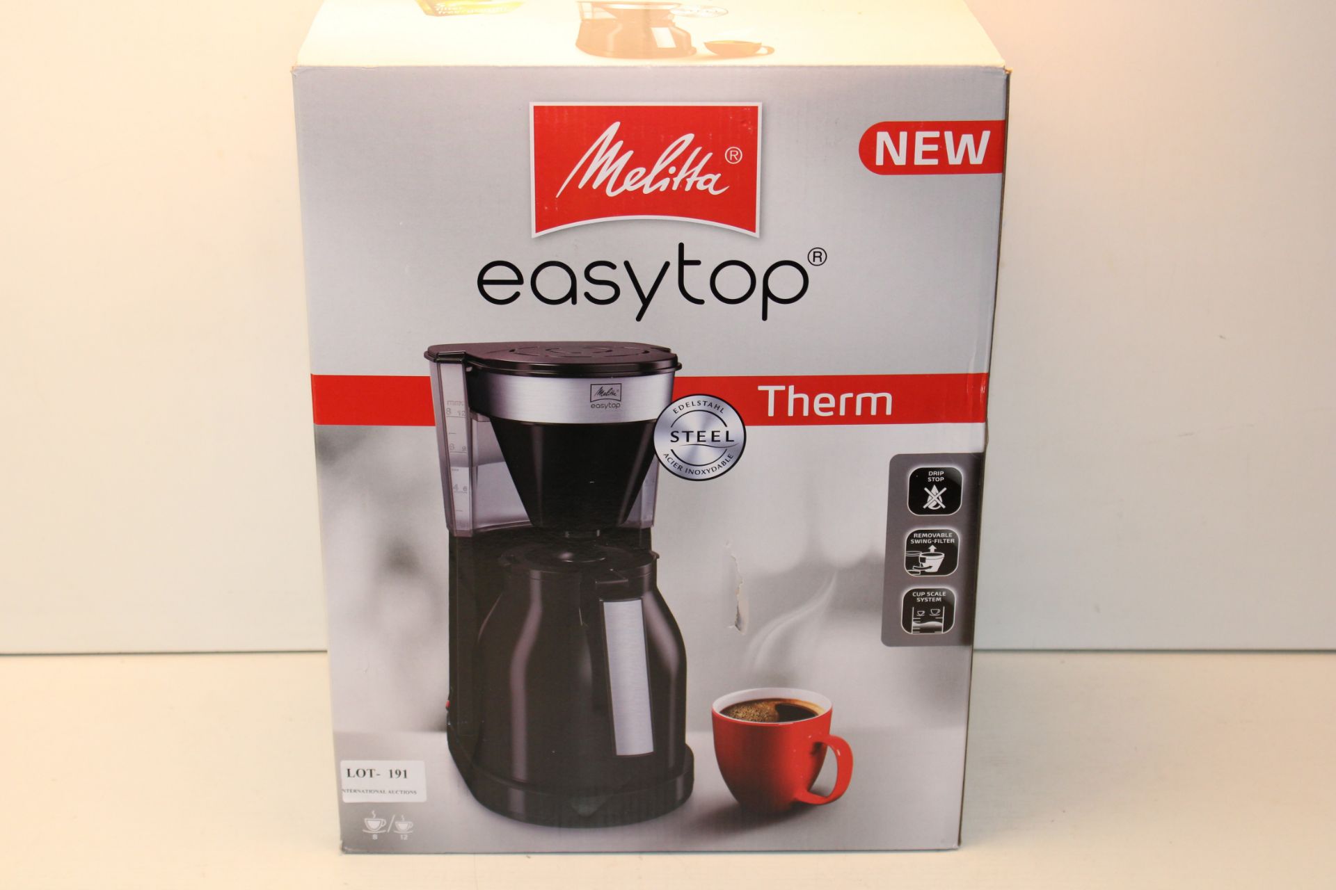 BOXED MELITTA EASYTOP THERM FILTER COFFEE MAKER Condition ReportAppraisal Available on Request-