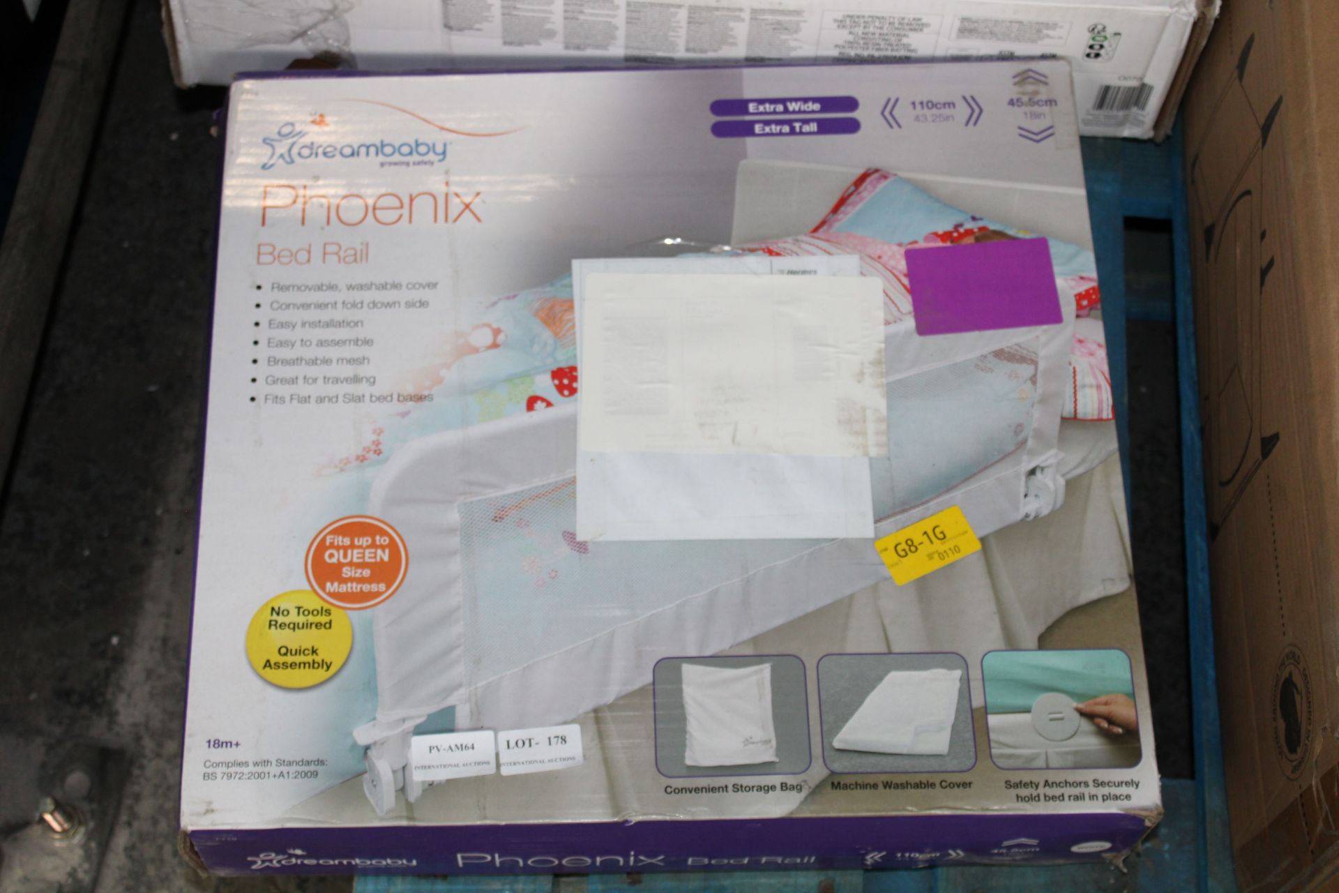 BOXED DREAMBABY PHOENIX BED RAIL 45.5CM WHITE Condition ReportAppraisal Available on Request- All