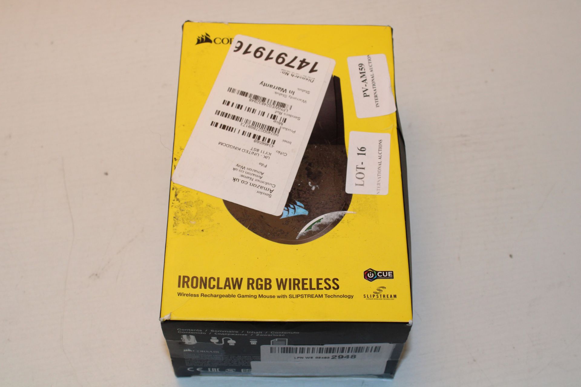 BOXED CORSAIR IRONCLAW RGB WIRELESS WIRELESS RECHARGEABLE GAMING MOUSE WITH SLIPSTREAM RRP £74.