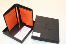 BOXED TEEHON BLACK LEATHER & ORANGE INNER DESIGNER WALLET Condition ReportAppraisal Available on