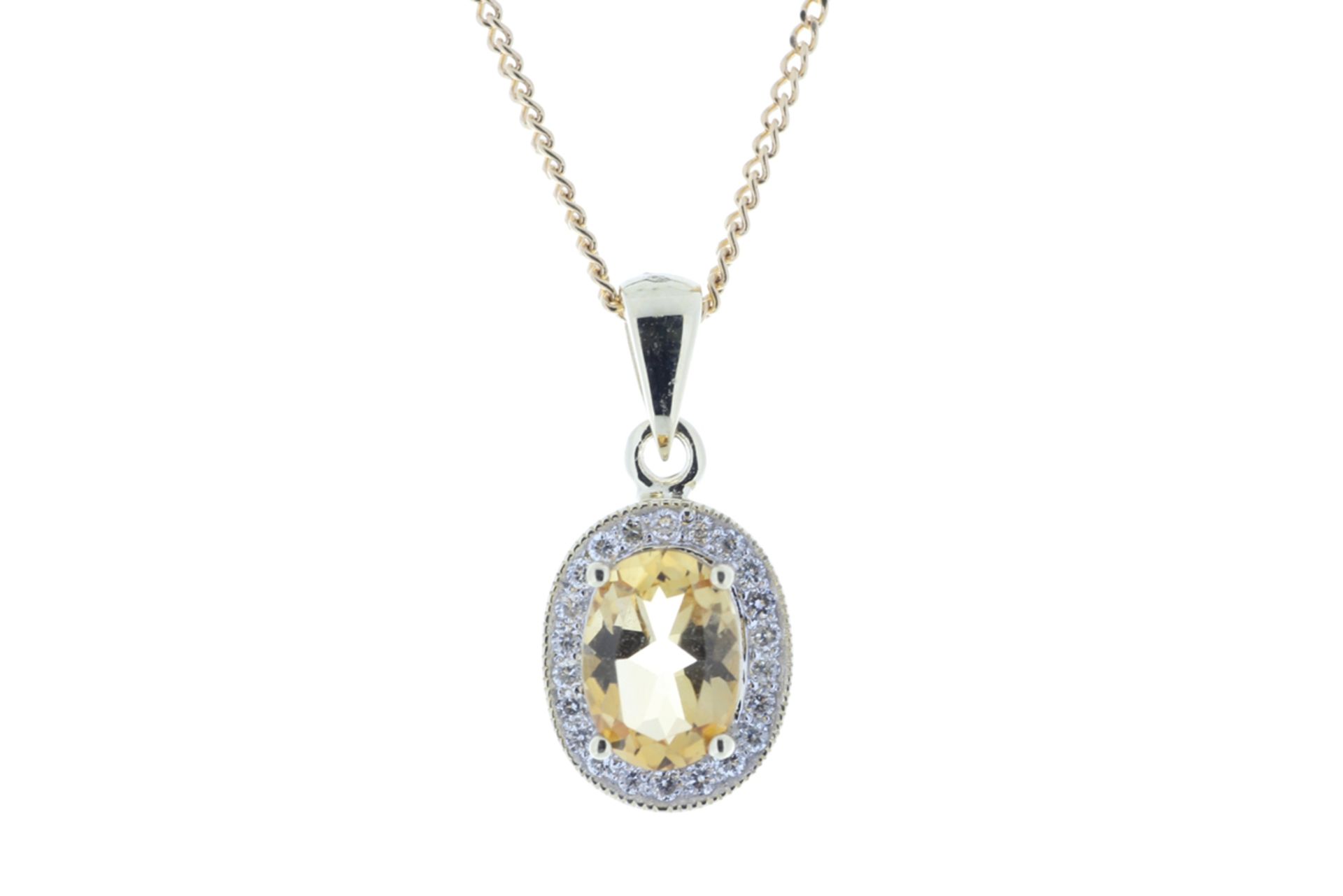 9ct Yellow Gold Diamond And Citrine Pendant 0.11 Carats - Valued by GIE £1,520.00 - 9ct Yellow